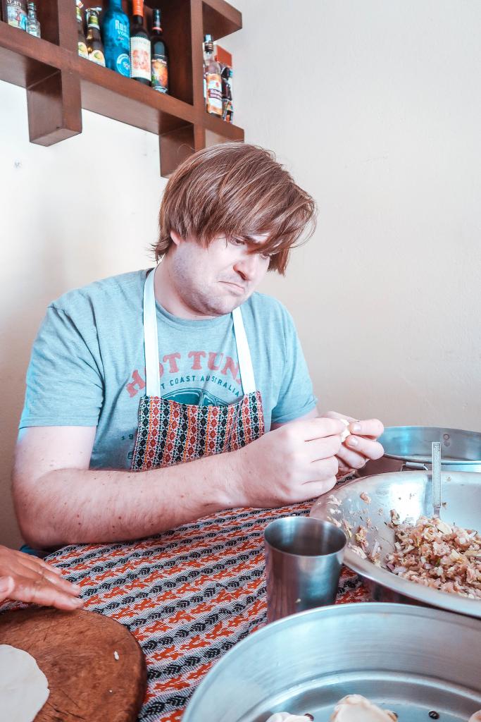 Josh making momo