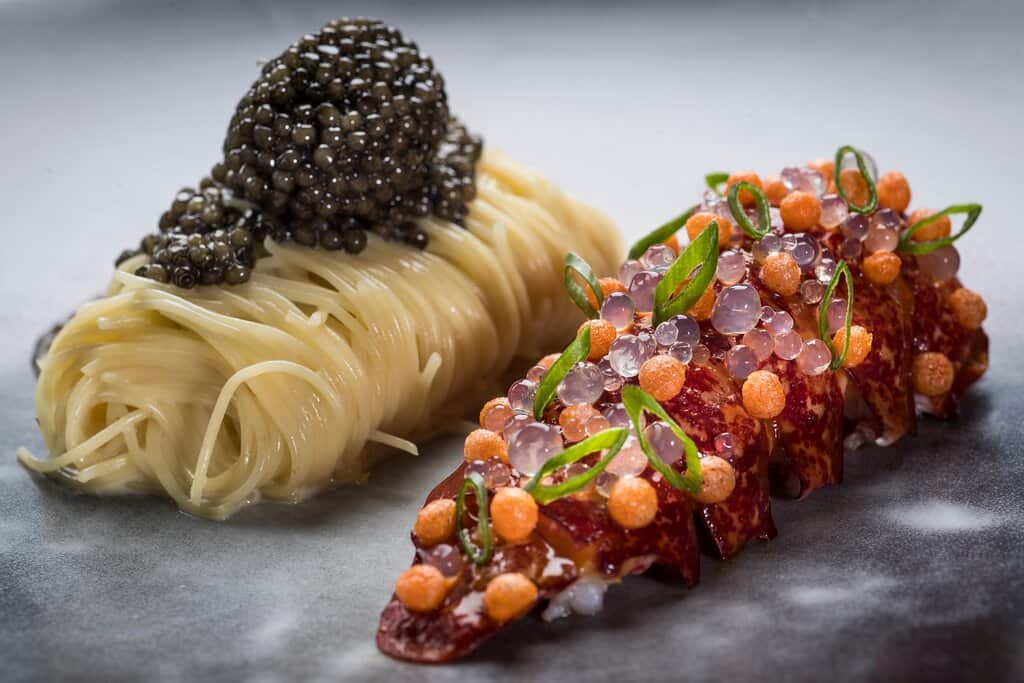 Restaurant in Reims serving food on a plate.