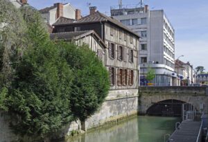 A bridge over a canal.